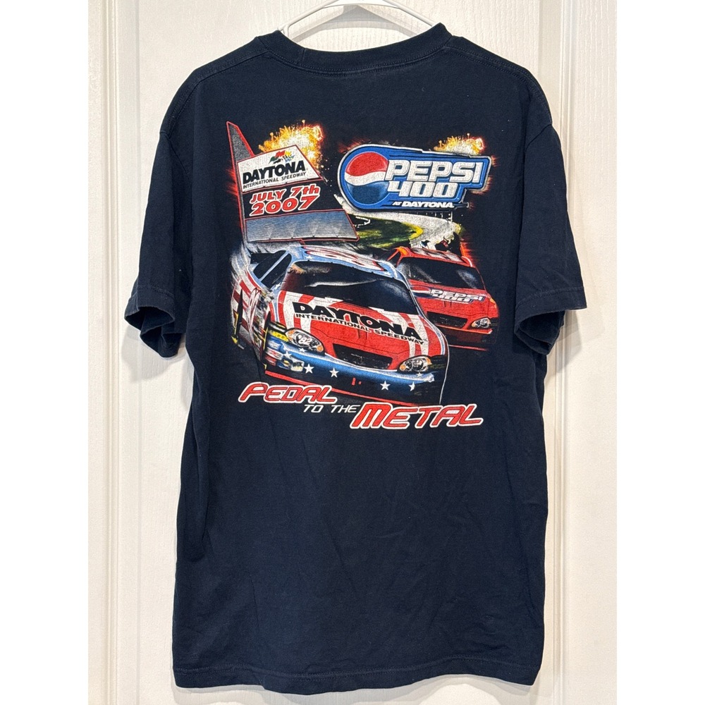 Vintage Y2K Daytona Pepsi 400 July 7 2007 T Shirt Large Graphic Racing NASCAR